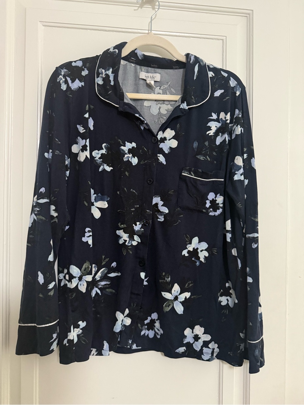 Navy Floral Button-Up Pajama Set
